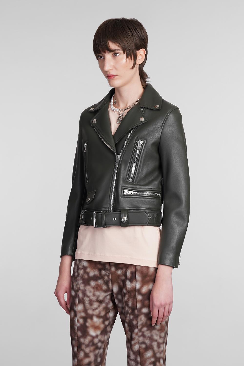 Deliberti Acne Studios Giacca biker mock in pelle verde cod. 344039 - Deliberti The Luxury Shopping 2025