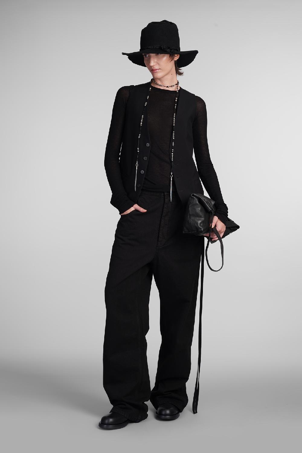 Deliberti Ann Demeulemeester Gilet in cotone nero cod. 399654 - Deliberti The Luxury Shopping Pezzi Unici
