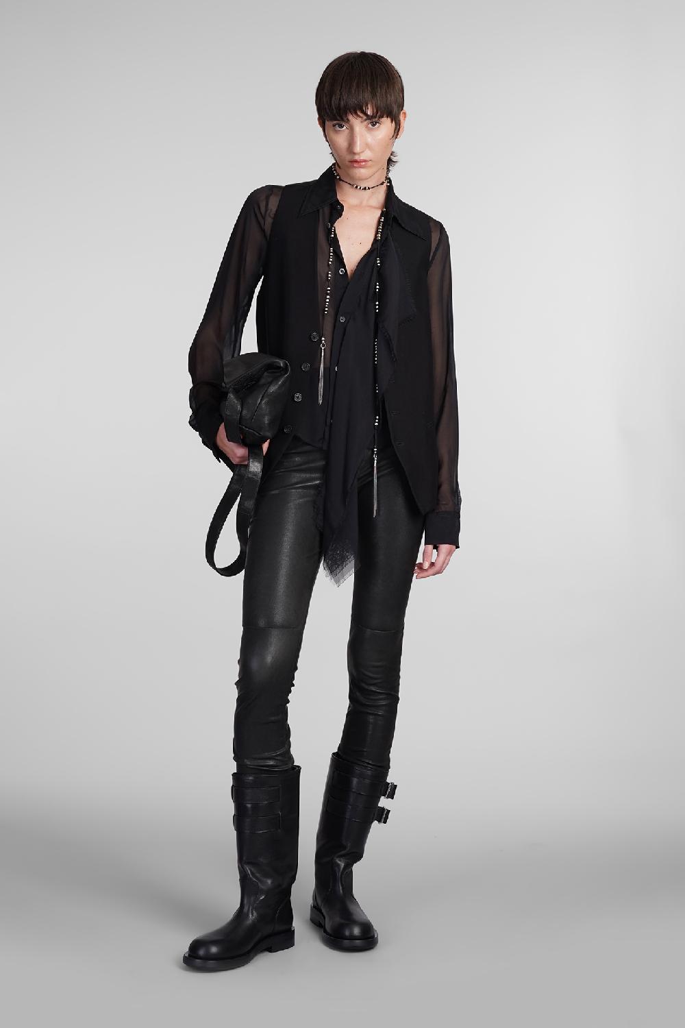 Deliberti Ann Demeulemeester Camicia thyrvi in seta nera cod. 406852 - Deliberti The Luxury Shopping Ultimi tre giorni