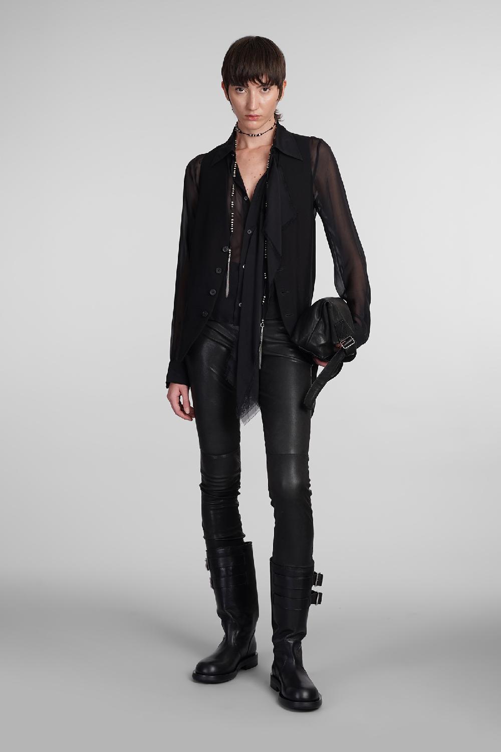 Deliberti Ann Demeulemeester Leggings florence in pelle nera cod. 406853 - Deliberti The Luxury Shopping Negozi Online