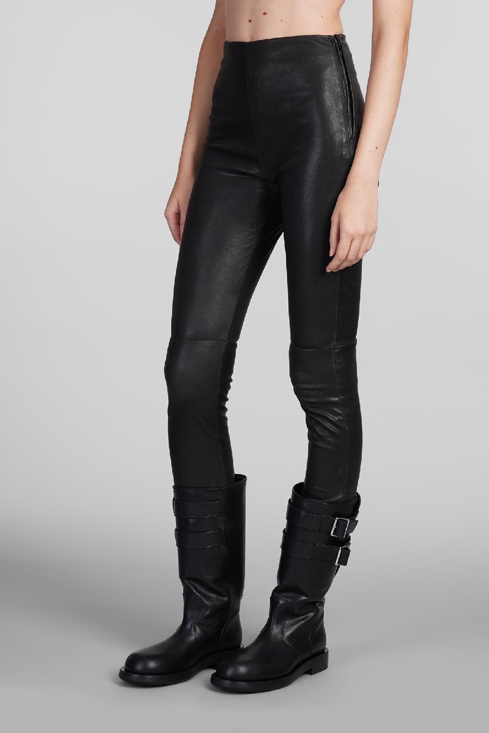 Deliberti Ann Demeulemeester Leggings florence in pelle nera cod. 406853 - Deliberti The Luxury Shopping Negozi Online