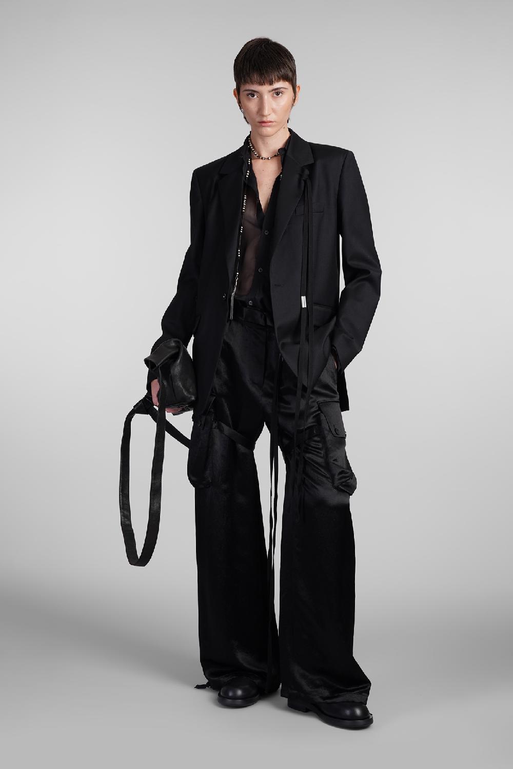 Deliberti Ann Demeulemeester Pantalone lare in acetato nero cod. 409443 - Deliberti The Luxury Shopping Affare Del Giorno