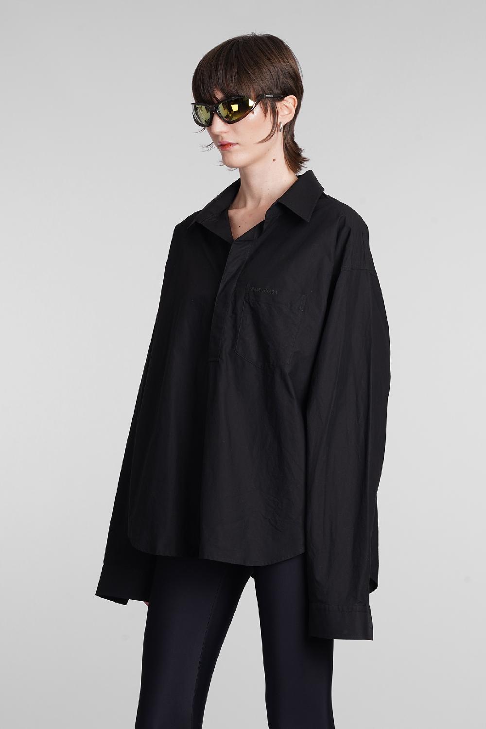 Deliberti Balenciaga Blusa in cotone nero cod. 398321 - Deliberti The Luxury Shopping In Vendita