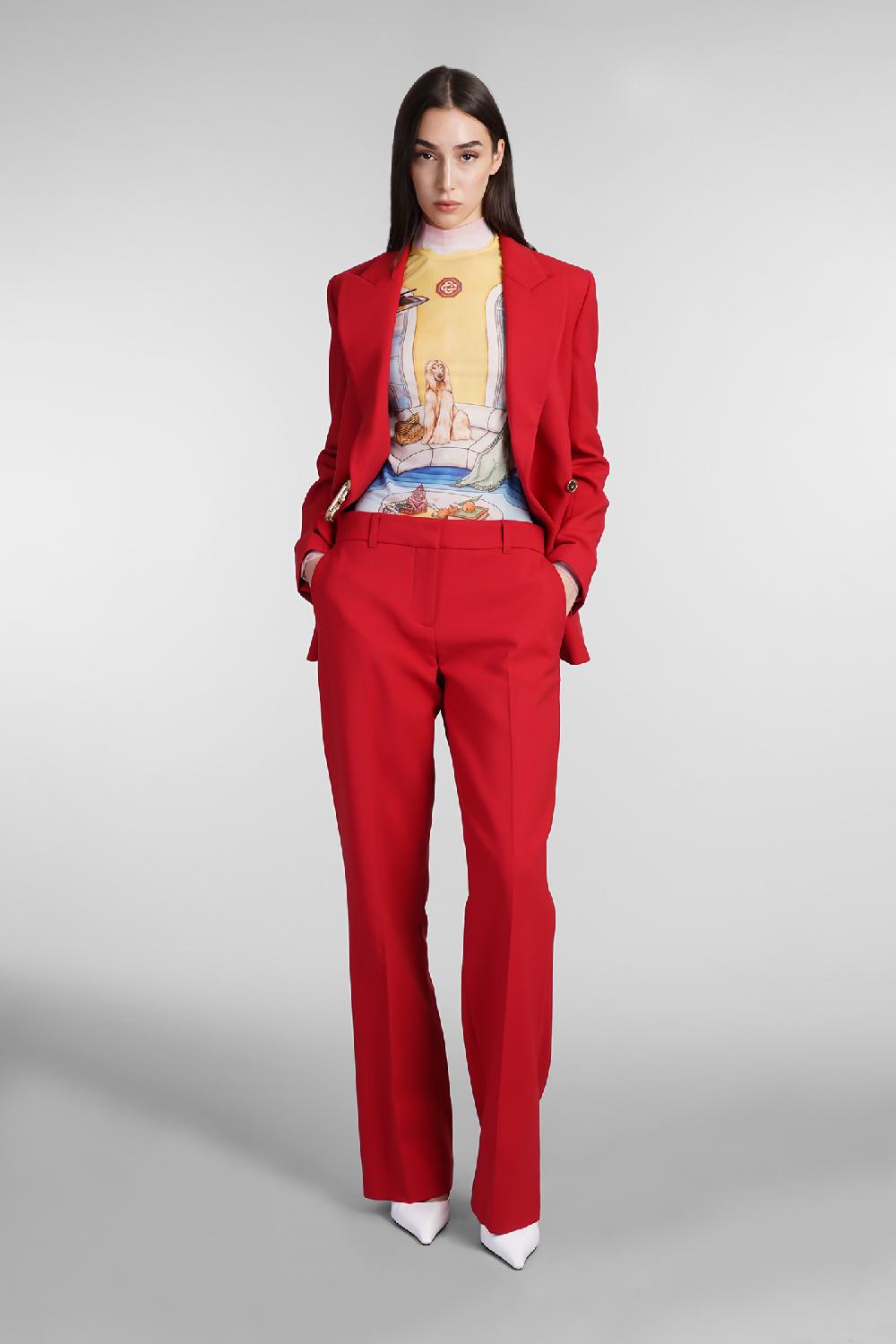 Deliberti Casablanca Pantalone in lana rossa cod. 409066 - Deliberti The Luxury Shopping Spedizione Gratuita