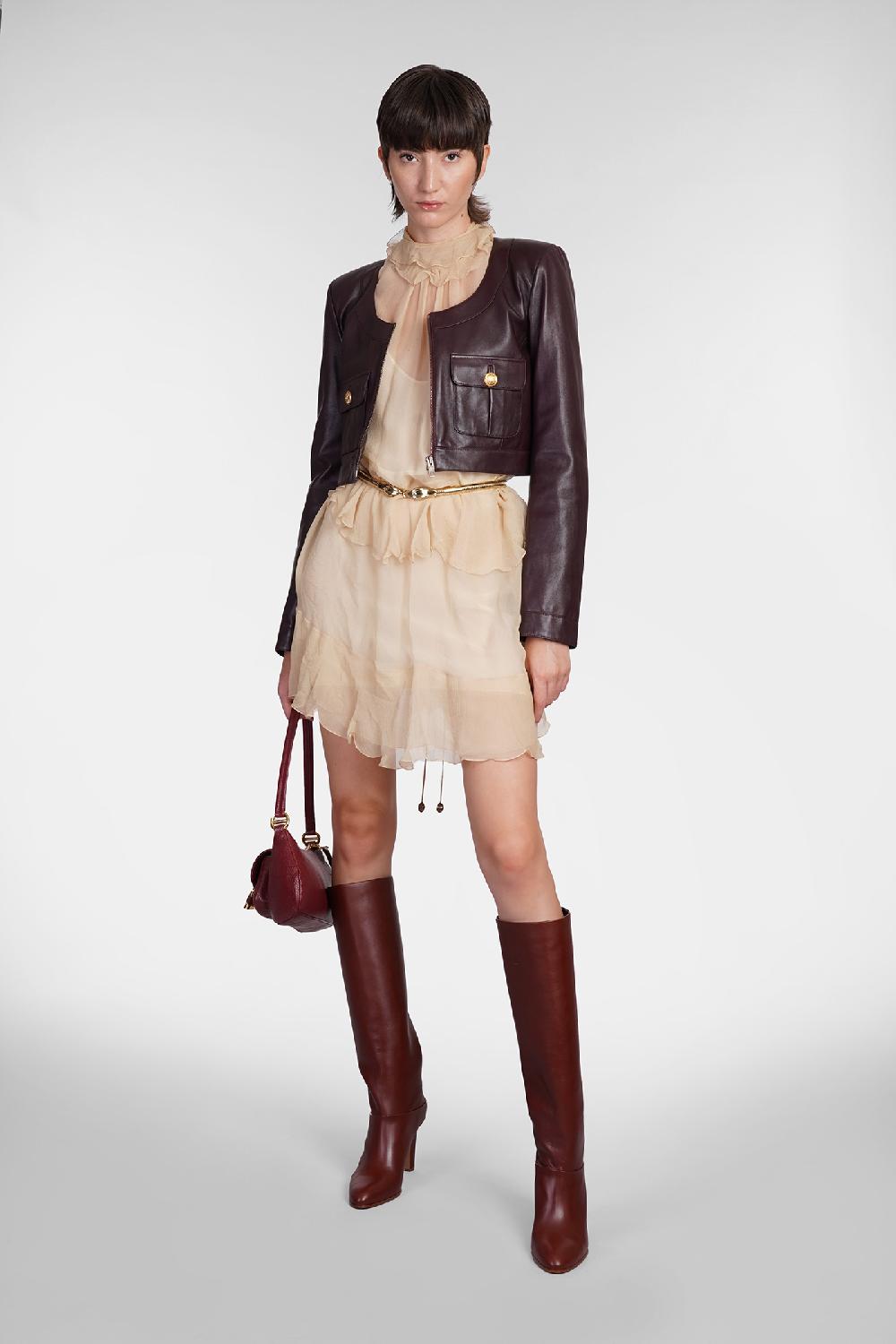Deliberti Chloé Giacca in pelle in pelle bordeaux cod. 404213 - Deliberti The Luxury Shopping Fino Al -60%