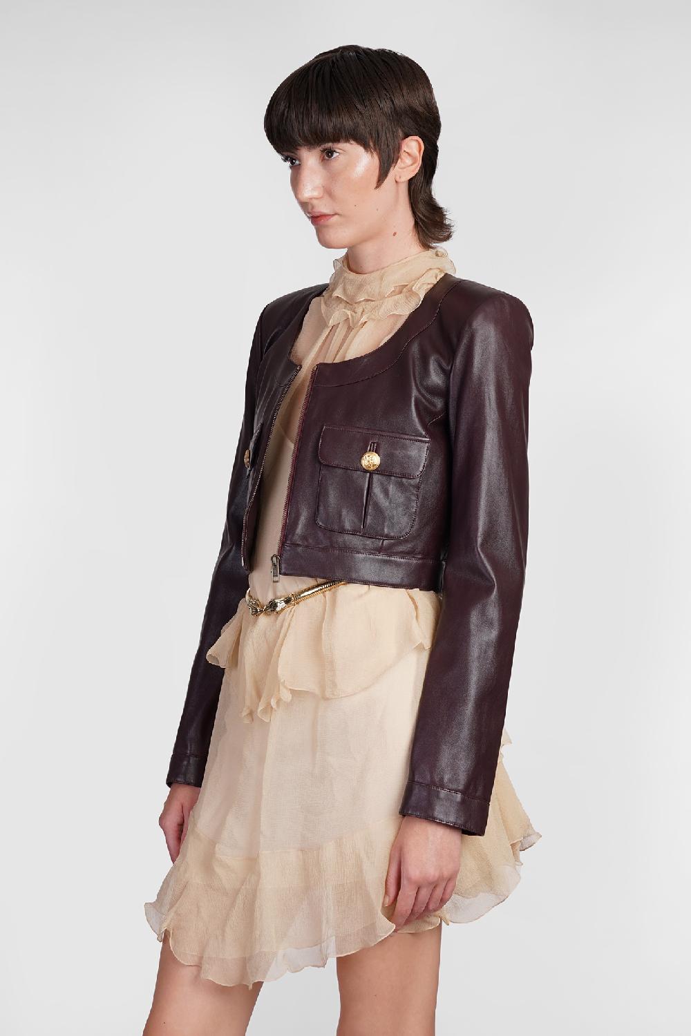 Deliberti Chloé Giacca in pelle in pelle bordeaux cod. 404213 - Deliberti The Luxury Shopping Fino Al -60%