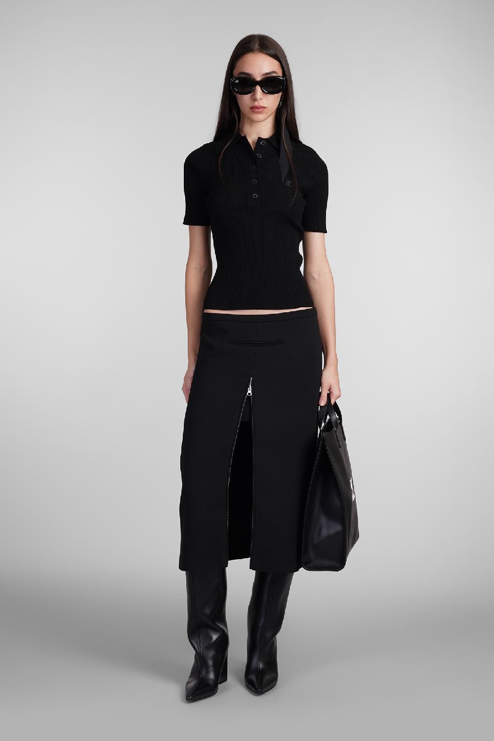 Deliberti Courreges Polo in viscosa nera cod. 408561 - Deliberti The Luxury Shopping Outlet