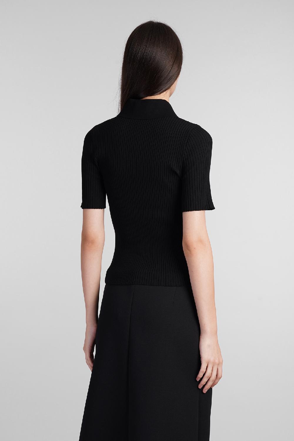 Deliberti Courreges Polo in viscosa nera cod. 408561 - Deliberti The Luxury Shopping Outlet