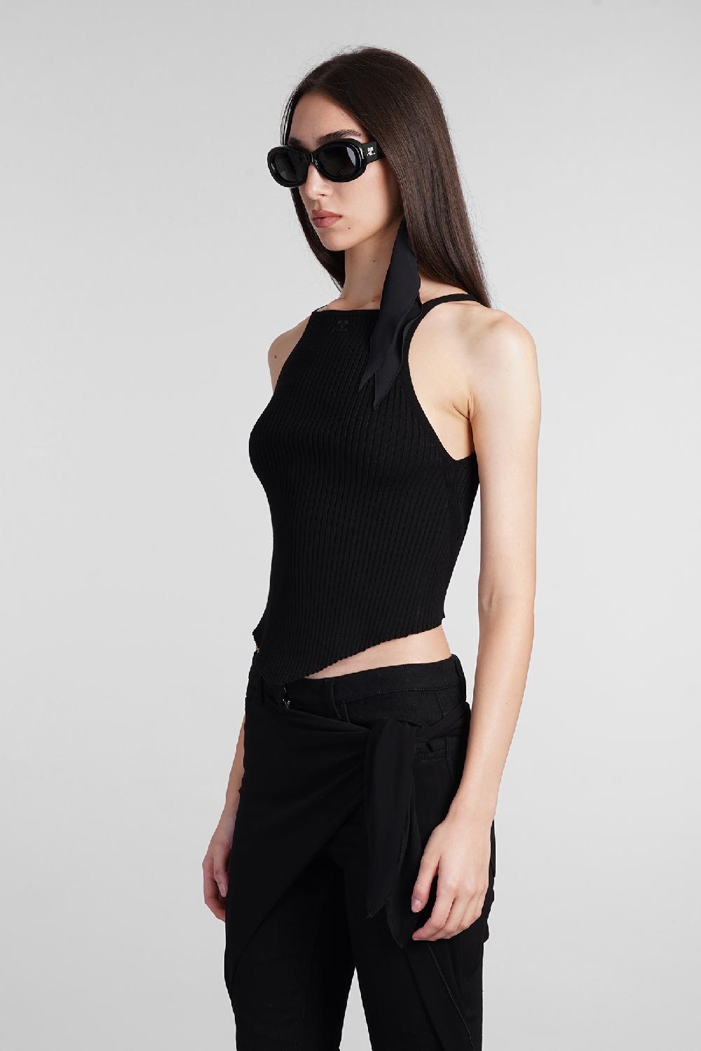 Deliberti Courreges Topwear in viscosa nera cod. 408562 - Deliberti The Luxury Shopping In Vendita