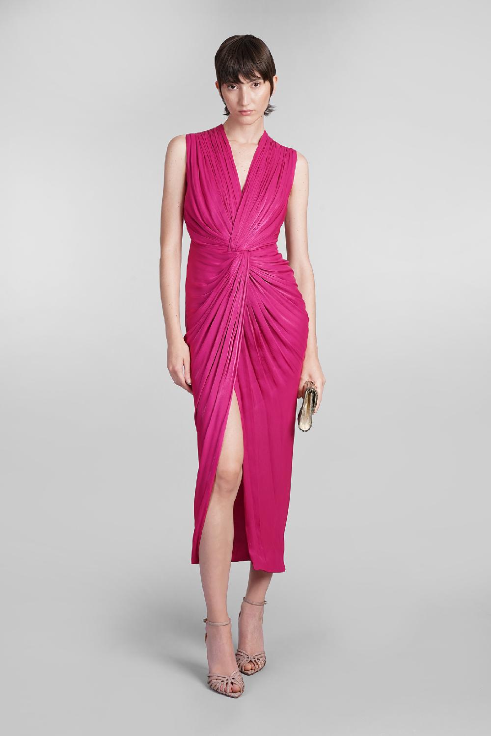 Deliberti Costarellos Abito franca in poliestere fucsia cod. 401966 - Deliberti The Luxury Shopping Vendita Calda