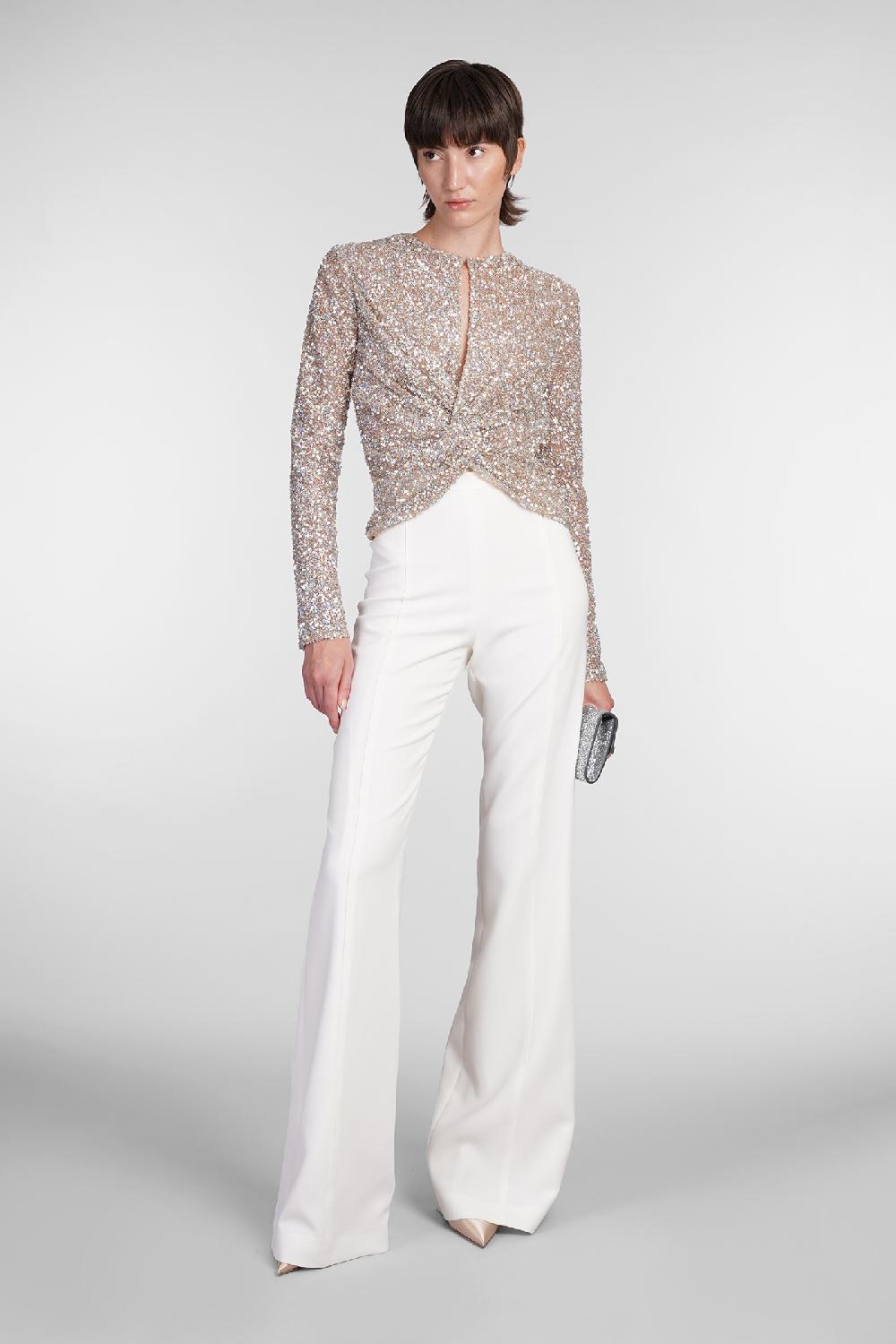 Deliberti Costarellos Pantalone rimi in poliestere beige cod. 406737 - Deliberti The Luxury Shopping Vendita Economica