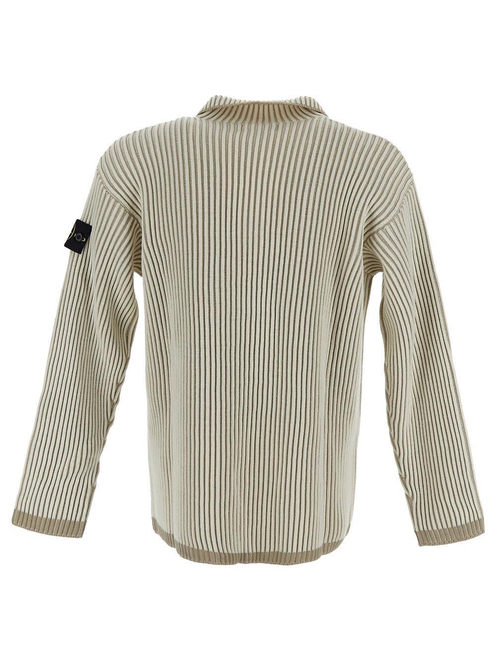 Oluxury Stone Island Ribbed Knit In Linea