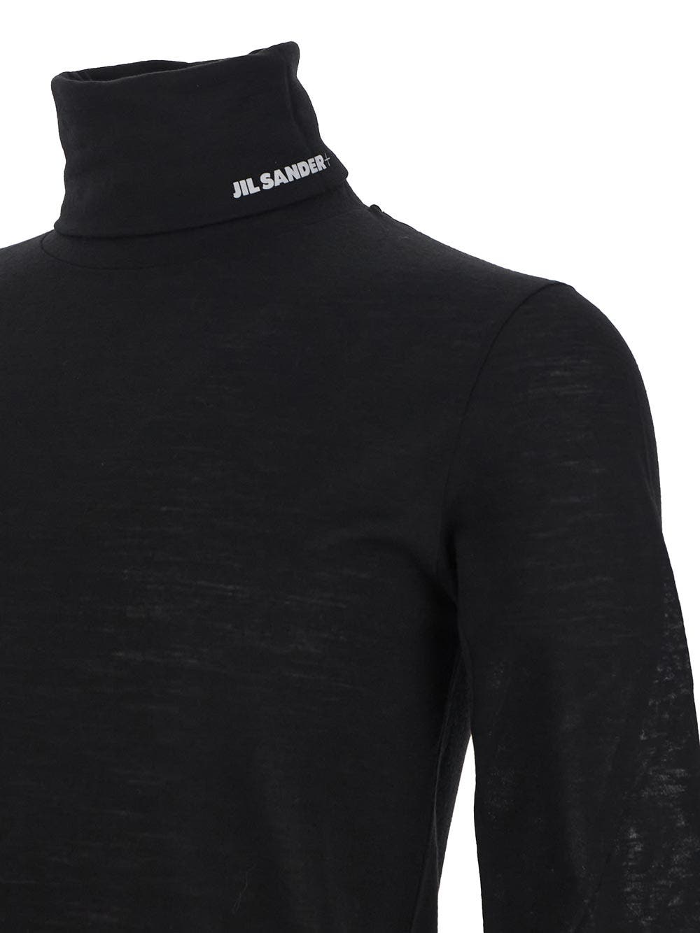 Oluxury Jil Sander Logo Print Turtleneck Sweater Vendite Flash
