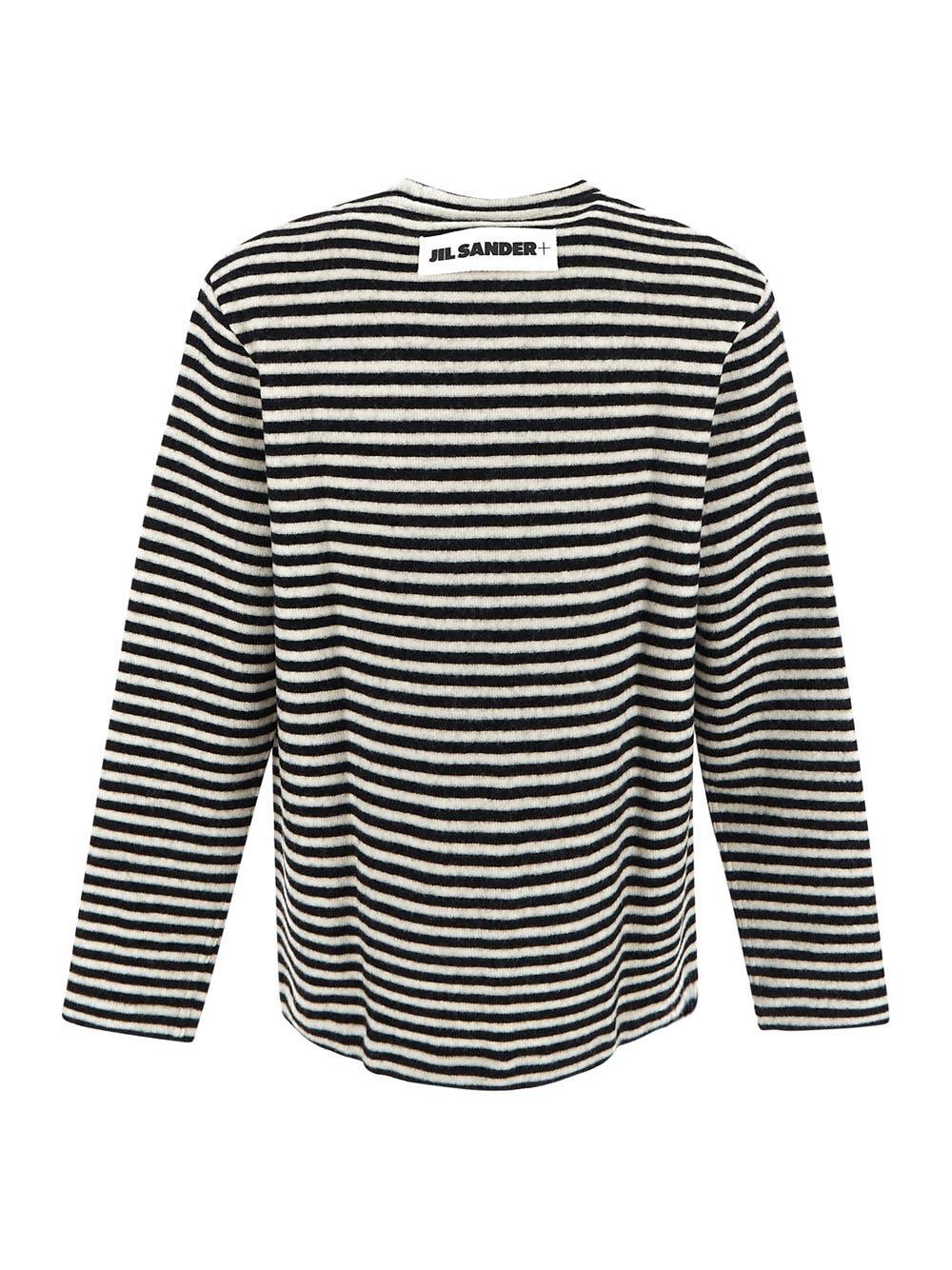 Oluxury Jil Sander Boiled Striped Wool Compact Jersey Comprare a buon mercato