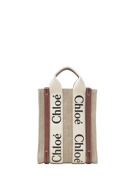 CHLOÉ Tote Bag Mini North South In White - Brown - CHLOÉ Officina