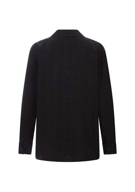 PHILIPP PLEIN Camicia Stile Pigiama Monogram Nera - PHILIPP PLEIN In Linea