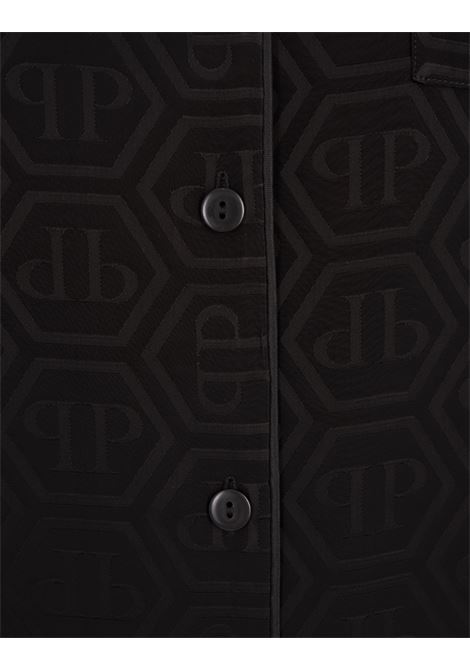 PHILIPP PLEIN Camicia Stile Pigiama Monogram Nera - PHILIPP PLEIN In Linea