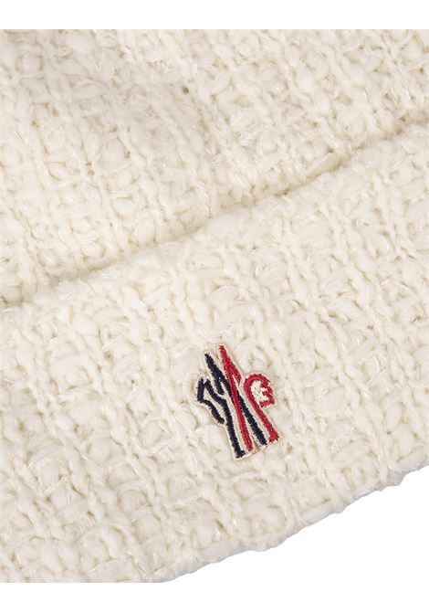 MONCLER GRENOBLE Berretto In Maglia Bianca Con Logo e Pompon - MONCLER GRENOBLE Vendita