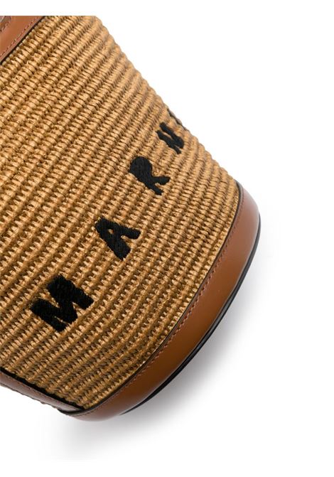MARNI Borsa Tropicalia Piccola In Pelle Marrone e Rafia Naturale - MARNI Fino Al -60%
