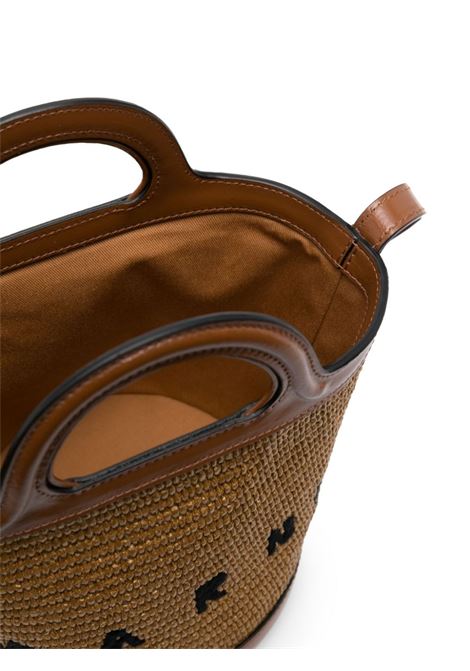 MARNI Borsa Tropicalia Piccola In Pelle Marrone e Rafia Naturale - MARNI Fino Al -60%