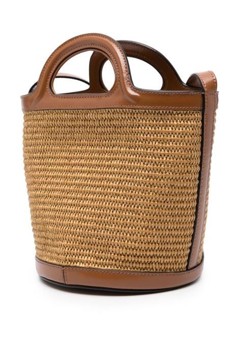 MARNI Borsa Tropicalia Piccola In Pelle Marrone e Rafia Naturale - MARNI Fino Al -60%