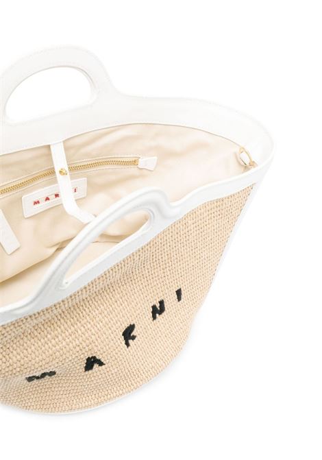 MARNI Borsa Tropicalia Summer Piccola In Pelle Bianca e Rafia Naturale - MARNI Outlet