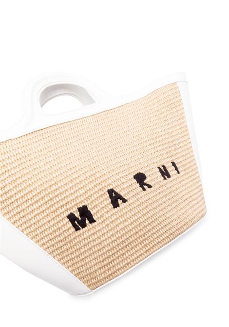 MARNI Borsa Tropicalia Summer Piccola In Pelle Bianca e Rafia Naturale - MARNI Outlet