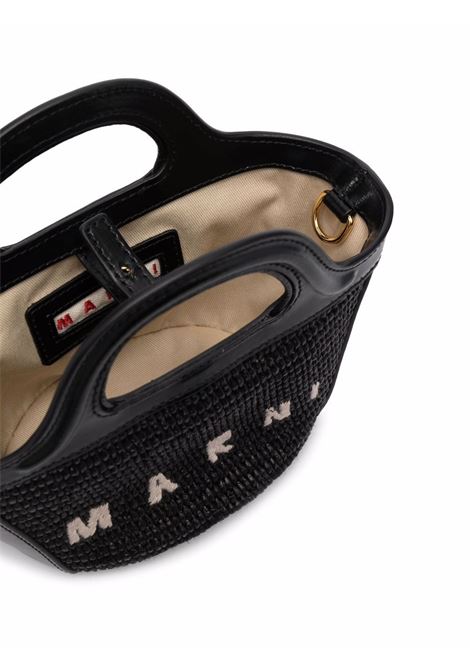 MARNI Borsa Tropicalia Summer Micro Nera In Pelle e Rafia - MARNI In Vendita