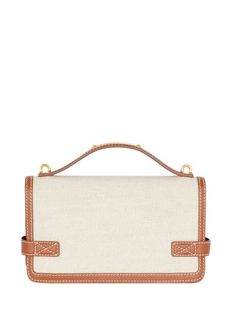 BALMAIN Borsa B-Buzz In Tela e Pelle Marrone Chiaro - BALMAIN Saldi