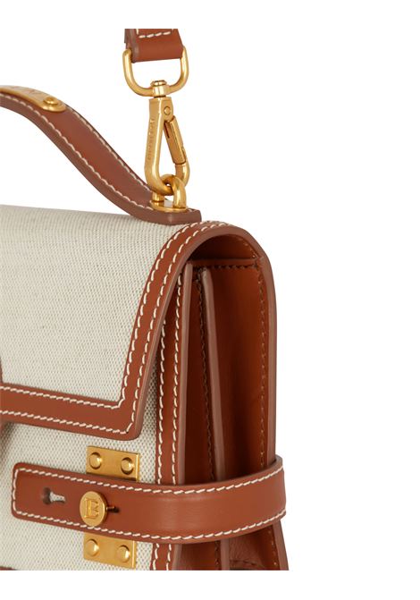 BALMAIN Borsa B-Buzz In Tela e Pelle Marrone Chiaro - BALMAIN Saldi
