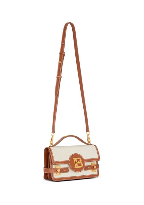 BALMAIN Borsa B-Buzz In Tela e Pelle Marrone Chiaro - BALMAIN Saldi