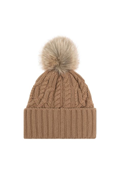 MONCLER Berretto Beige In Lana e Cashmere Con Pompon - MONCLER Saldi Di Fabbrica
