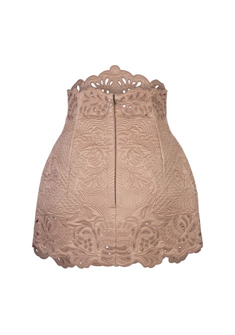 ERMANNO SCERVINO Minigonna In Satin Di Seta Rosa Con Ricami - ERMANNO SCERVINO Offerta speciale