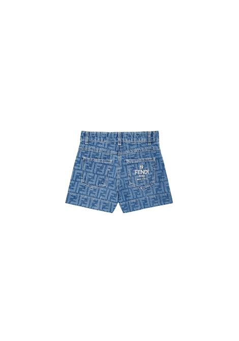 FENDI KIDS Shorts In Denim FF Blu Medio - FENDI KIDS Offerta temporanea