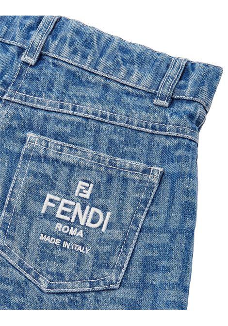 FENDI KIDS Shorts In Denim FF Blu Medio - FENDI KIDS Offerta temporanea