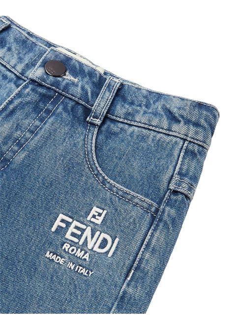 FENDI KIDS Jeans Blu Medio Con Ricamo Logo - FENDI KIDS Lightning offer