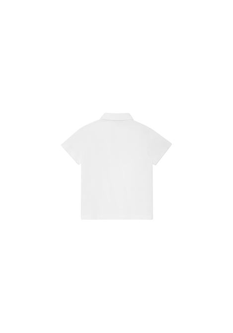 FENDI KIDS Polo In Piquet Di Cotone Bianco Gesso Con Bollo Blu - FENDI KIDS Grandi sconti