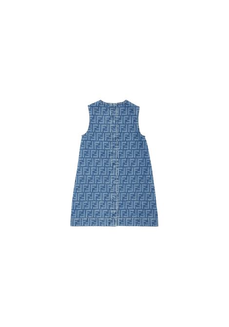 FENDI KIDS Abito Smnaicato In Denim FF Blu Medio - FENDI KIDS Comprane uno, ottenene uno gratis