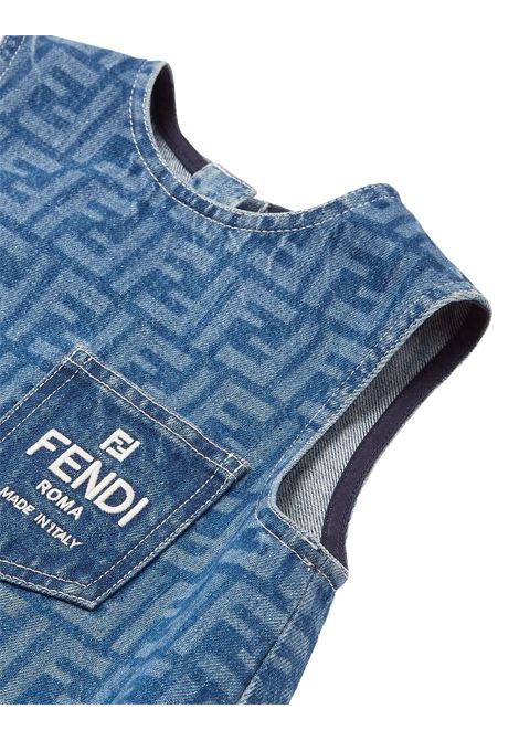 FENDI KIDS Abito Smnaicato In Denim FF Blu Medio - FENDI KIDS Comprane uno, ottenene uno gratis