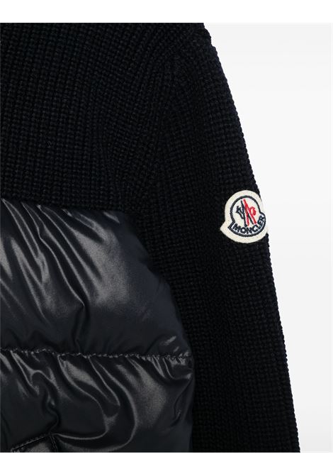 MONCLER ENFANT Cardigan Imbottito In Maglia Blu Con Zip e Cappuccio - MONCLER ENFANT Ultimo giorno