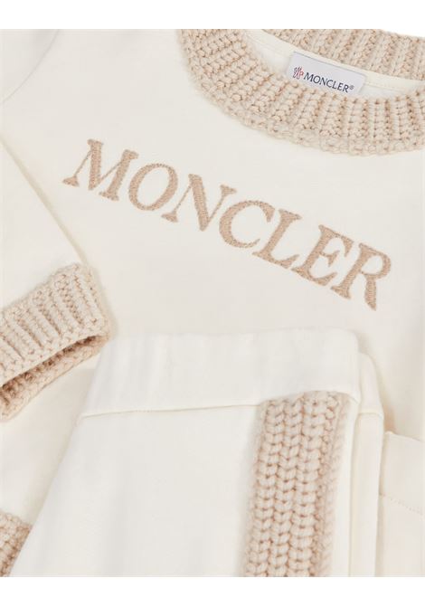 MONCLER ENFANT Set Sportivo Bianco Con Logo e Orli In Maglia - MONCLER ENFANT Promozione temporanea
