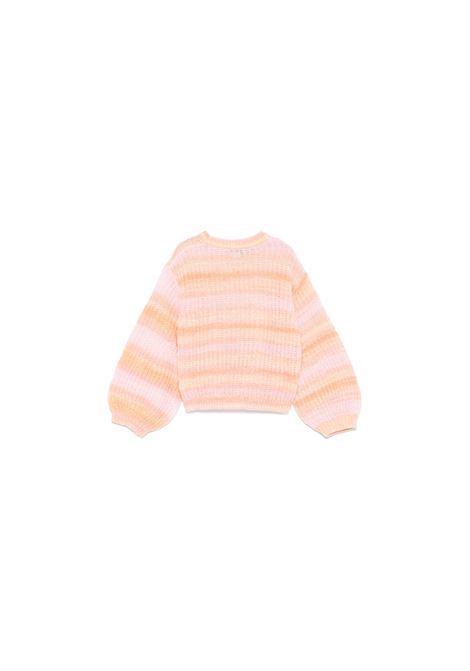 STELLA MCCARTNEY KIDS Pullover in Maglia Rosa Pesca a Righe Arcobaleno - STELLA MCCARTNEY KIDS Fino al 65% di sconto
