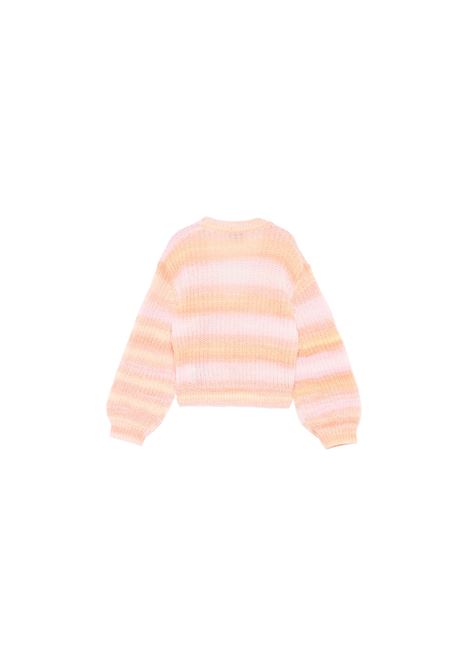 STELLA MCCARTNEY KIDS Cardigan in Maglia Rosa Pesca a Righe Arcobaleno - STELLA MCCARTNEY KIDS Only for today