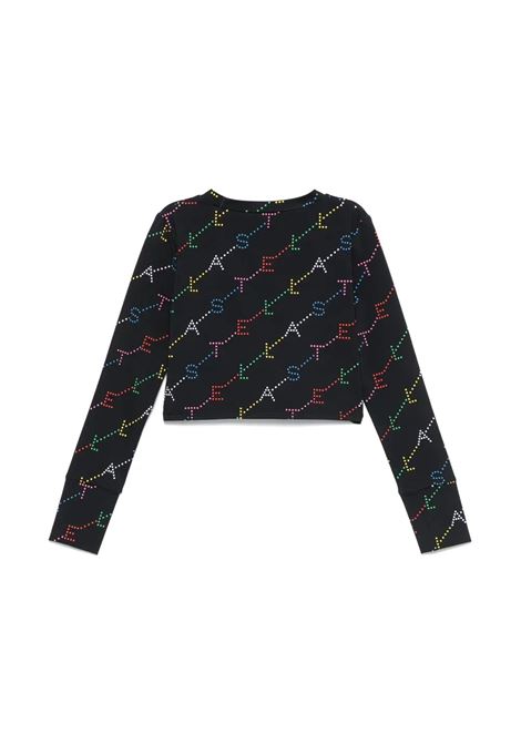 STELLA MCCARTNEY KIDS T-Shirt Nera Con Logo Multicolore All-Over - STELLA MCCARTNEY KIDS In Linea