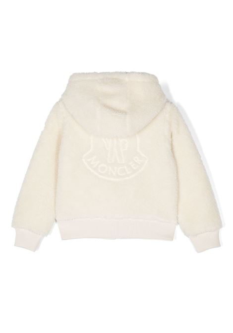 MONCLER ENFANT Felpa In Teddy Bianco Con Logo e Cappuccio - MONCLER ENFANT Pezzi Unici