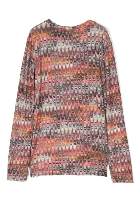 MISSONI KIDS T-Shirt In Viscosa Stretch Con Motivo Zigzag Multicolore - MISSONI KIDS Prezzo Ridotto