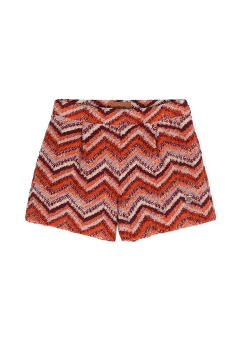 MISSONI KIDS Shorts Misto Lana Con Motivo Zigzag Rosso e Arancione - MISSONI KIDS Sottocosto