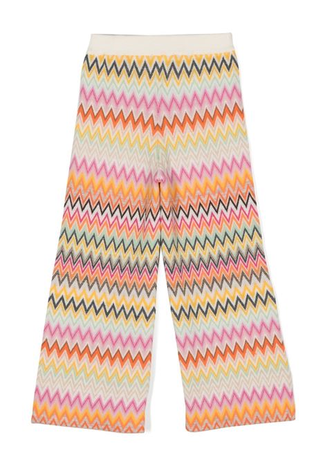 MISSONI KIDS Pantapalazzo In Lana Con Motivo Zigzag Multicolore - MISSONI KIDS Sconto