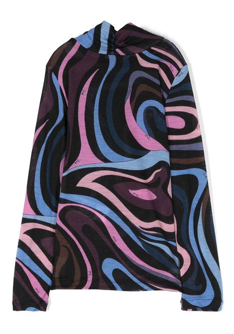 EMILIO PUCCI JUNIOR Dolcevita In Lana Con Stampa Onde - EMILIO PUCCI JUNIOR Saldi Di Fabbrica
