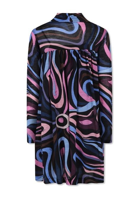 EMILIO PUCCI JUNIOR Abito Svasato In Lana Con Stampa Onde - EMILIO PUCCI JUNIOR I Più Venduti